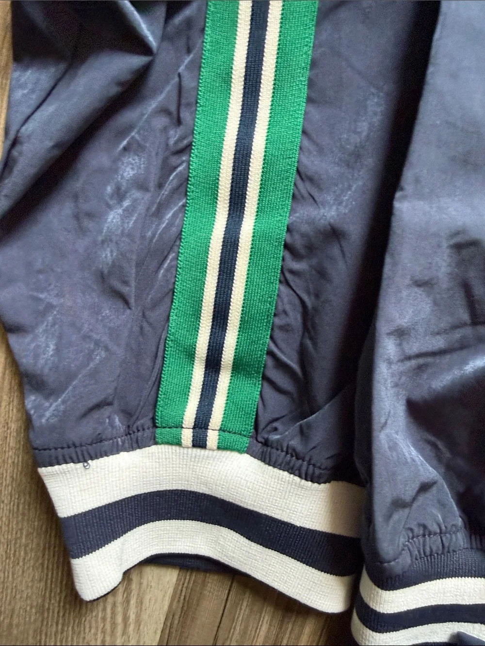 Free People Navy Blue Two-Piece Track Pants & Pullover Set with Green Stripes